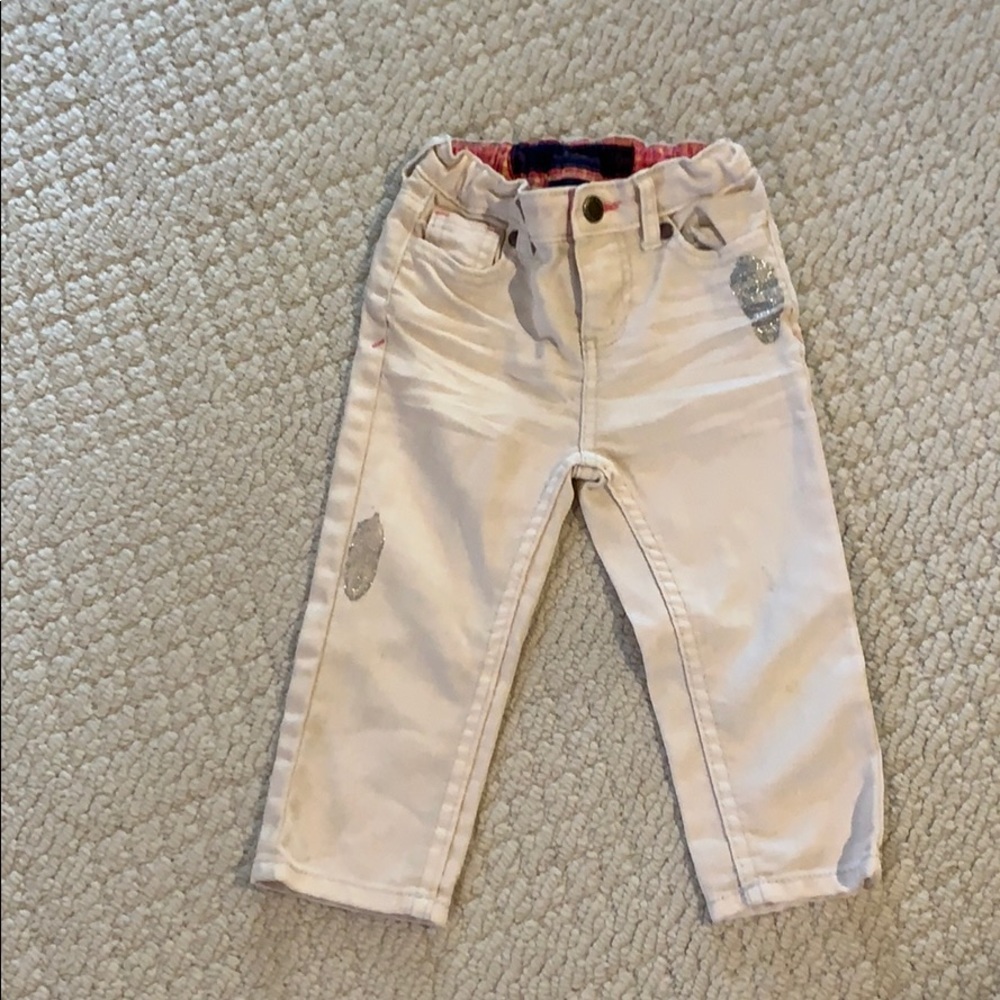 Stone white jeans with silver sparkles